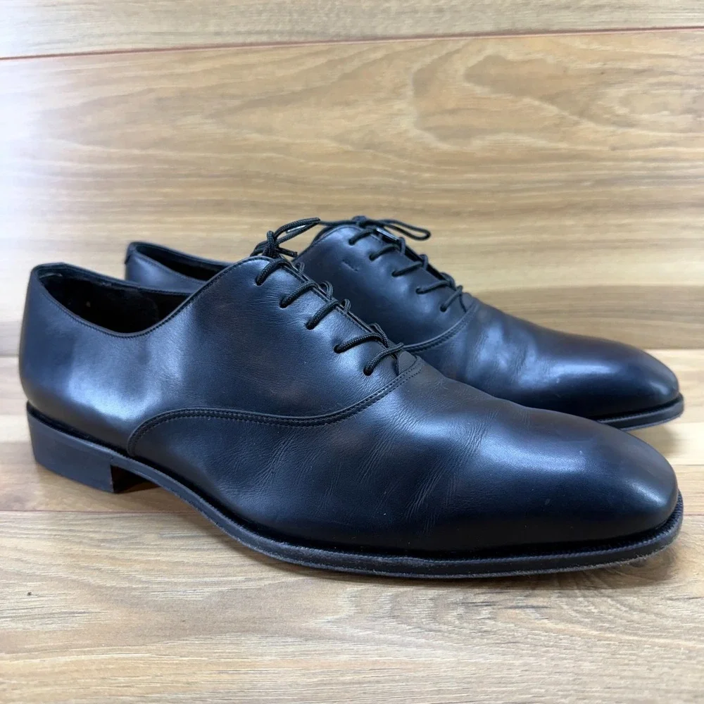 Salvatore Ferragamo Plain Toe Derby 9.5 EE Black Leather Formal Wedding Business